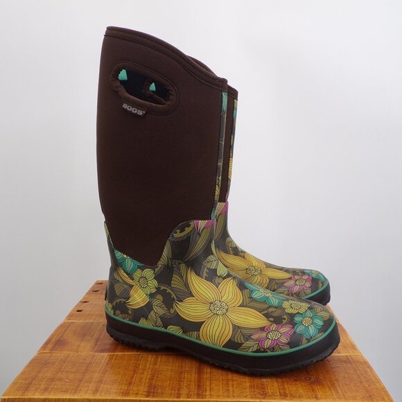 Bogs Women's 9 Waterproof Winter, Rain Boots Brown/Floral. - Picture 3 of 10
